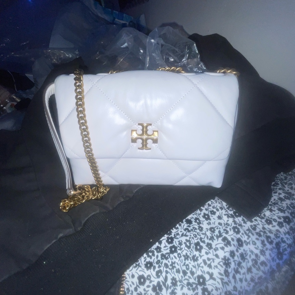 Tory Burch White Crossbody Bag with Gold Accents